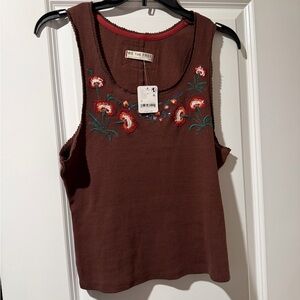 We The Free Chocolate Embroidered Tank Top